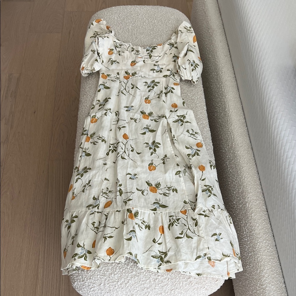Reformation White and Orange Floral Dress